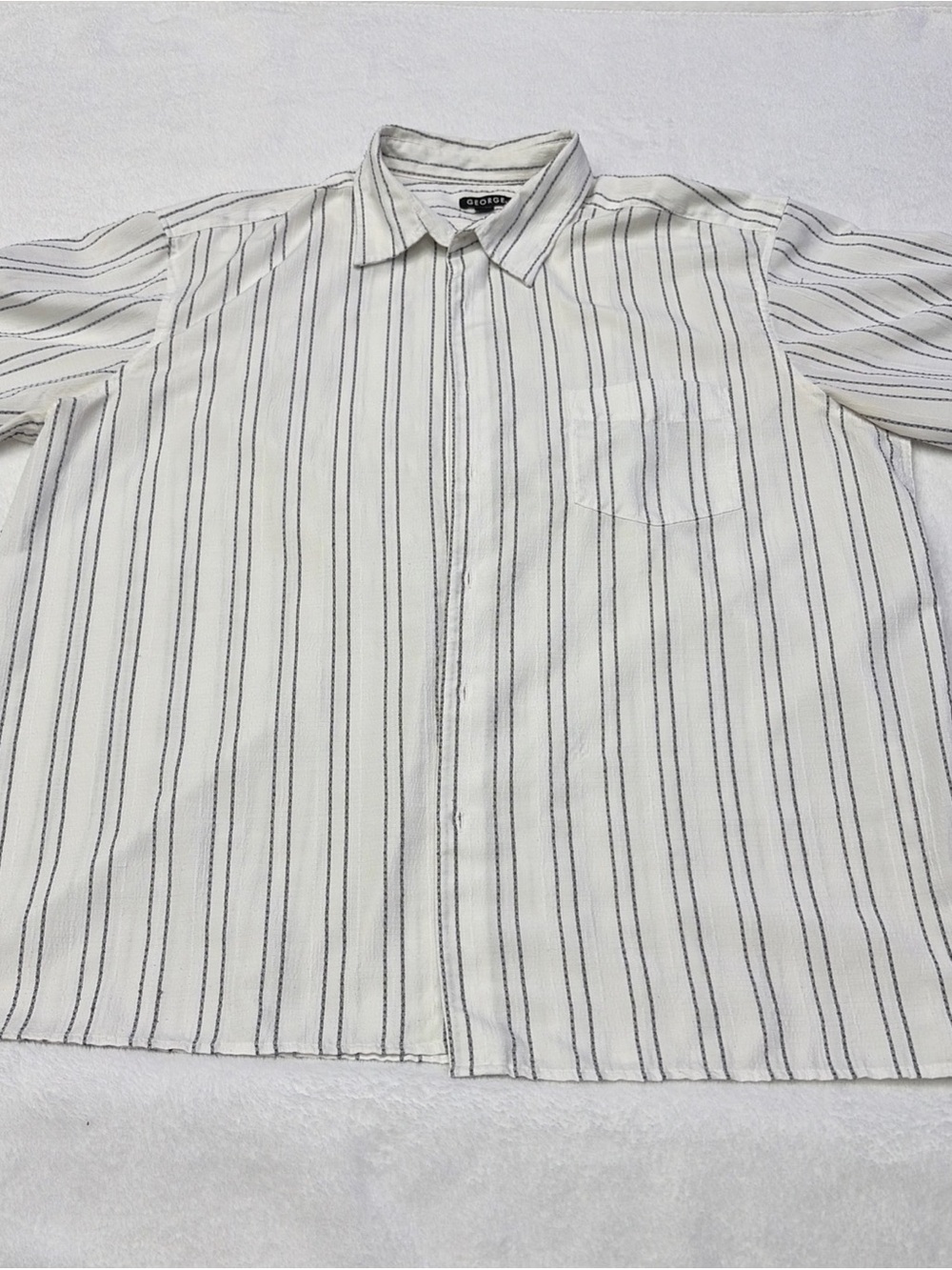 George White Men's Button-Down Shirt with Black Pinstripes